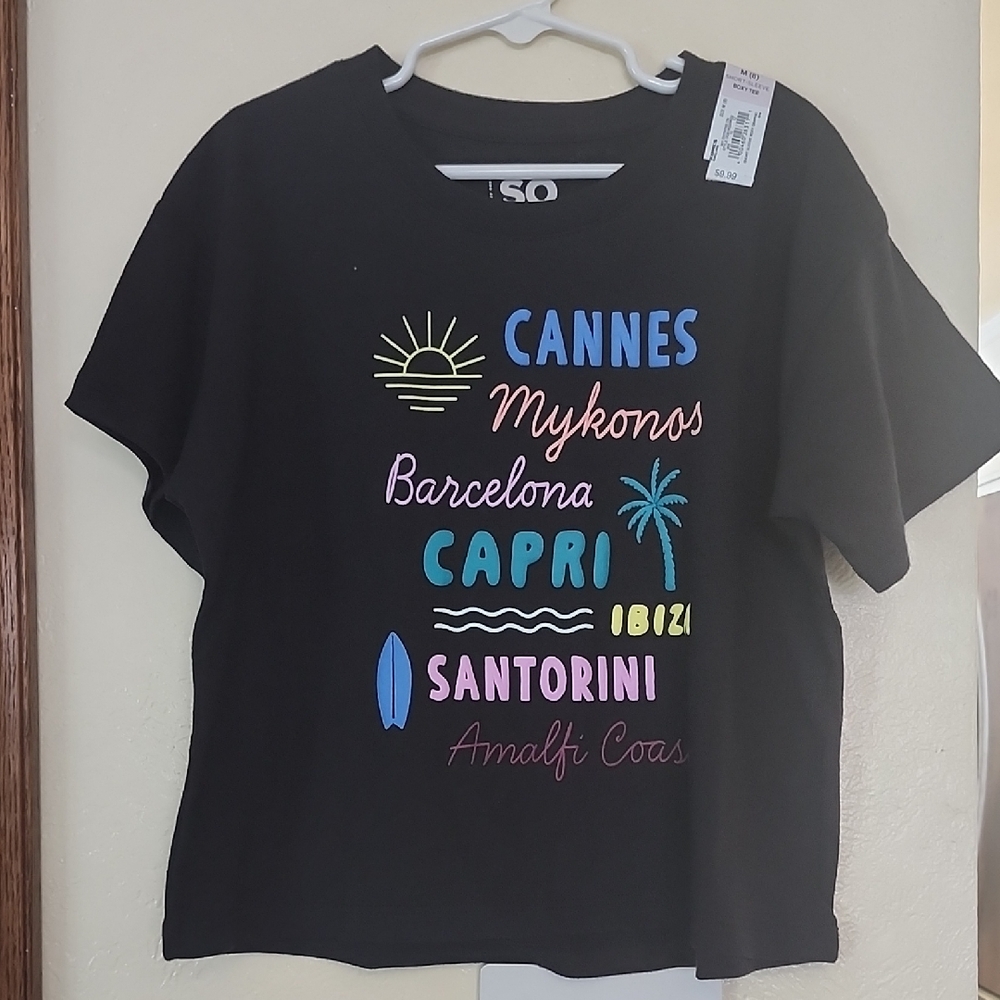 Kohl's Black Short-Sleeve Boxy Tee